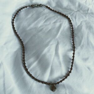 Handmade Ruby Beaded Choker Necklace with Silver Charm